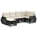 Set Divano da Giardino 6 pcs Nero e Bianco Crema polyrattan
