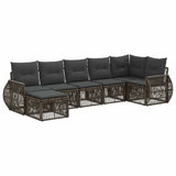 Set Divano da Giardino 7 pcs Grigio e Grigio Scuro polyrattan