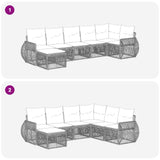 Set Divano da Giardino 7 pcs Grigio e Grigio Scuro polyrattan