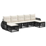 Set Divano da Giardino 7 pcs Nero e Bianco Crema polyrattan