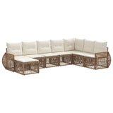 Set Divano da Giardino 8 pcs Beige e Bianco Crema polyrattan