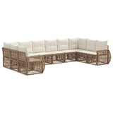 Set Divano da Giardino 10 pcs Beige e Bianco Crema polyrattan