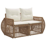 Set Divano da Giardino 10 pcs Beige e Bianco Crema polyrattan