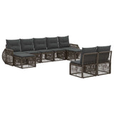 Set Divano da Giardino 9 pcs Grigio e Grigio Scuro polyrattan