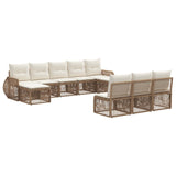 Set Divano da Giardino 10 pcs Beige e Bianco Crema polyrattan