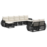 Set Divano da Giardino 9 pcs Nero e Bianco Crema polyrattan