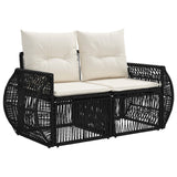 Set Divano da Giardino 9 pcs Nero e Bianco Crema polyrattan