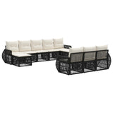 Set Divano da Giardino 10 pcs Nero e Bianco Crema polyrattan