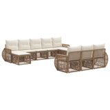 Set Divano da Giardino 10 pcs Beige e Bianco Crema polyrattan