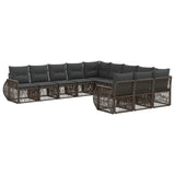 Set Divano da Giardino 11 pcs Grigio e Grigio Scuro polyrattan