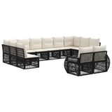 Set Divano da Giardino 12 pcs Nero e Bianco Crema polyrattan