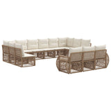 Set Divano da Giardino 13 pcs Beige e Bianco Crema polyrattan
