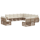 Set Divano da Giardino 13 pcs Beige e Bianco Crema polyrattan