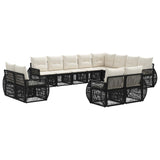 Set Divano da Giardino 12 pcs Nero e Bianco Crema polyrattan