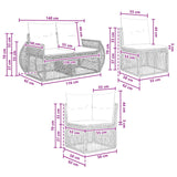 Set Divano da Giardino 12 pcs Nero e Bianco Crema polyrattan