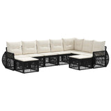 Set Divano da Giardino 9 pcs Nero polyrattan
