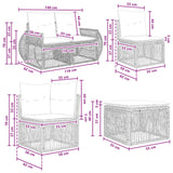Set Divano da Giardino 9 pcs Nero polyrattan