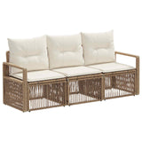 Set Divano da Giardino 3 pcs Beige polyrattan