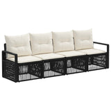 Set Divano da Giardino 4 pcs Nero polyrattan