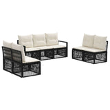 Set Divano da Giardino 7 pcs Nero polyrattan