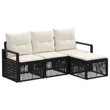 Set Divano da Giardino 4 pcs Nero polyrattan