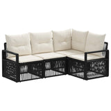 Set Divano da Giardino 4 pcs Nero polyrattan