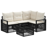 Set Divano da Giardino 5 pcs Nero polyrattan