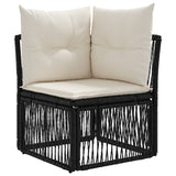 Set Divano da Giardino 5 pcs Nero polyrattan