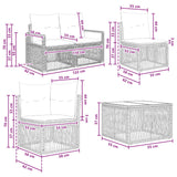 Set Divano da Giardino 5 pcs Nero polyrattan