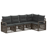 Set Divano da Giardino 5 pcs Grigio polyrattan