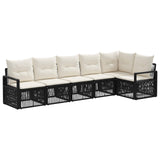 Set Divano da Giardino 6 pcs Nero polyrattan