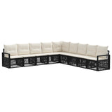 Set Divano da Giardino 9 pcs Nero polyrattan