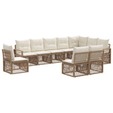 Set Divano da Giardino 10 pcs Beige polyrattan