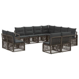 Set Divano da Giardino 11 pcs Grigio polyrattan