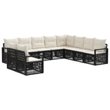 Set Divano da Giardino 10 pcs Nero polyrattan