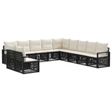 Set Divano da Giardino 11 pcs Nero polyrattan