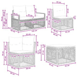 Set Divano da Giardino 8 pcs Nero polyrattan