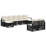 Set Divano da Giardino 9 pcs Nero polyrattan