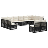 Set Divano da Giardino 12 pcs Nero polyrattan