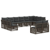 Set Divano da Giardino 12 pcs Grigio polyrattan
