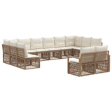 Set Divano da Giardino 12 pcs Beige polyrattan