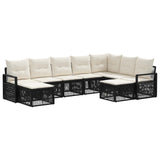 Set Divano da Giardino 9 pcs Nero polyrattan