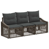 Set Divano da Giardino 3 pcs Grigio polyrattan