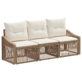 Set Divano da Giardino 3 pcs Beige polyrattan