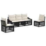 Set Divano da Giardino 5 pcs Nero polyrattan