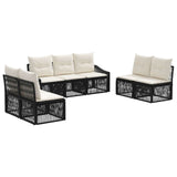 Set Divano da Giardino 7 pcs Nero polyrattan