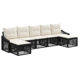 Set Divano da Giardino 7 pcs Nero polyrattan
