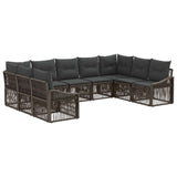 Set Divano da Giardino 9 pcs Grigio polyrattan