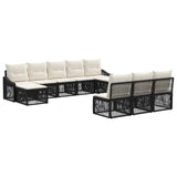 Set Divano da Giardino 10 pcs Nero polyrattan
