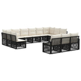 Set Divano da Giardino 13 pcs Nero polyrattan